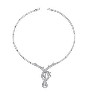 Italian Sterling Silver Circle Stations Necklace with Drop Pendants