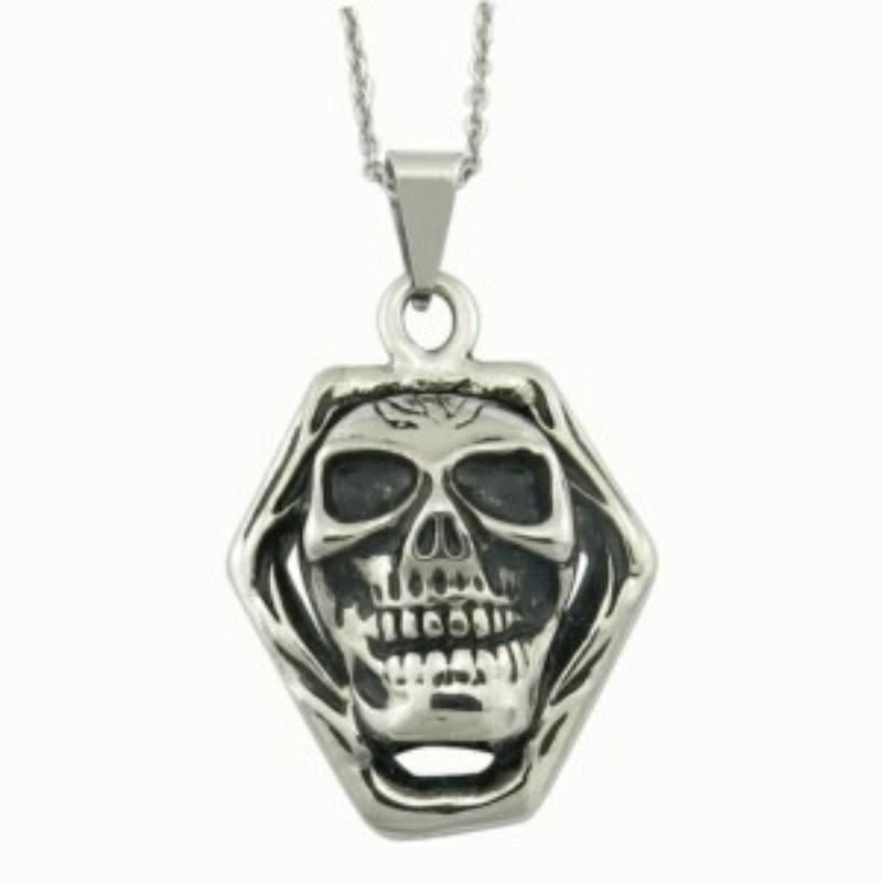 Unisex Skull Antique Silver Pendant