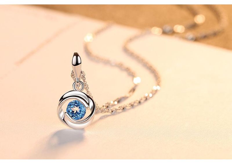 Gemstone Heart of The Sea Blue Pendant Women Accessories Necklace