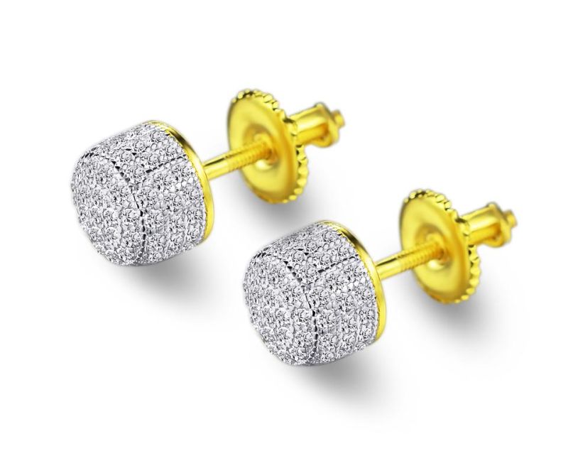 Hiphop Diamond CZ Men′s Stud Earrings Jewelry