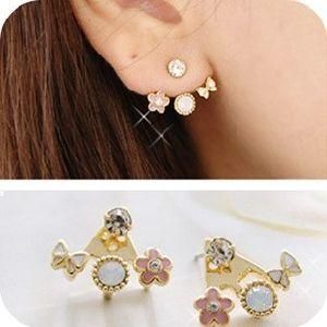 Small Star and Bowknot and Round Stone Fashion Stud Earring (E06)