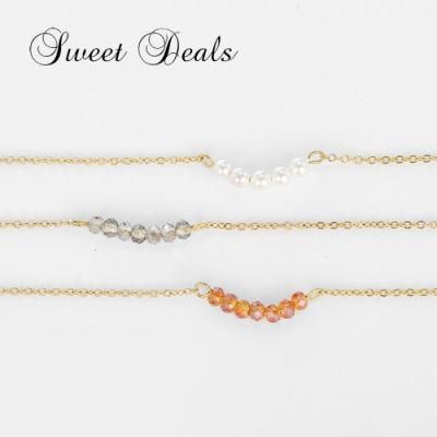 Simple Beaded Crystal Necklace Stainless Steel Decorative Necklace