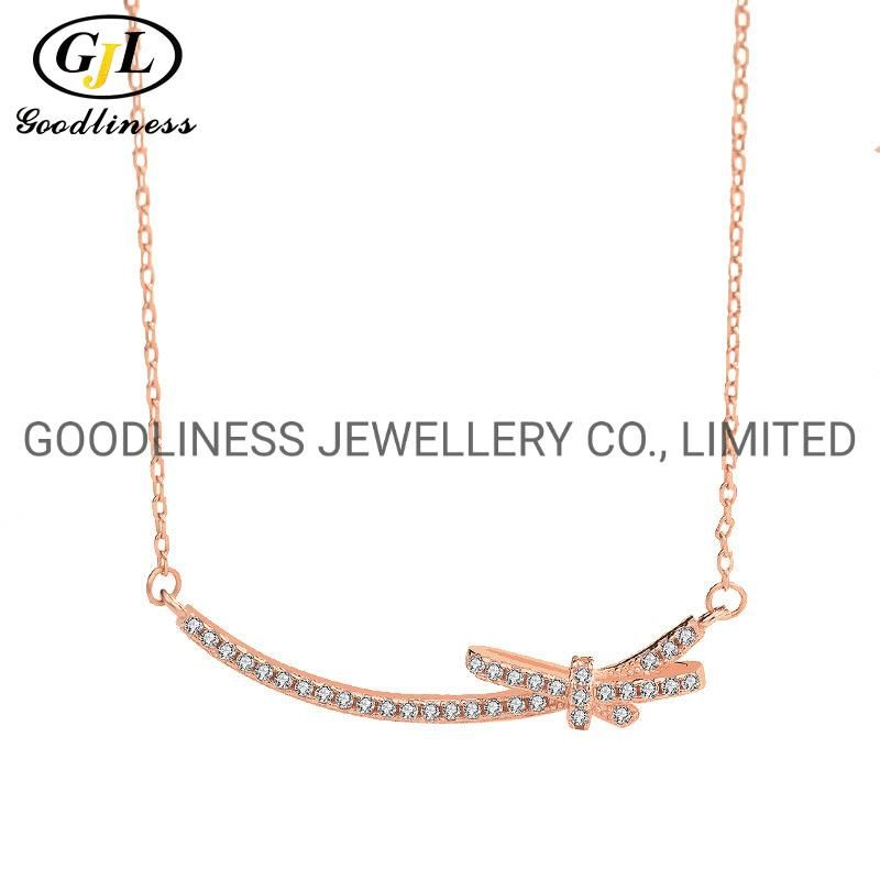 Initial Rose Gold Plated Crystal Layered Pendant Necklace for Women