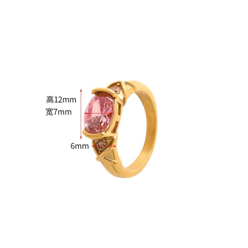 Minimalist Three Color Gemstone Gold Plated Ring Red Blue Green CZ Stone Ring for Women