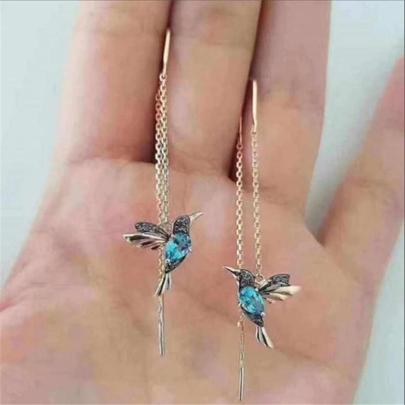 New Fashion Little Bird Drop Long Tassel Earrings Women Jewelry