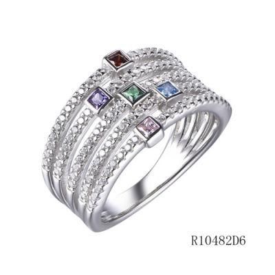 Fashion 925 Sterling Silver Rainbow CZ Ring