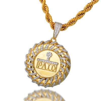 Wholesale Price 14K Gold Plated Zirconia Stone Brass Circle Pendant