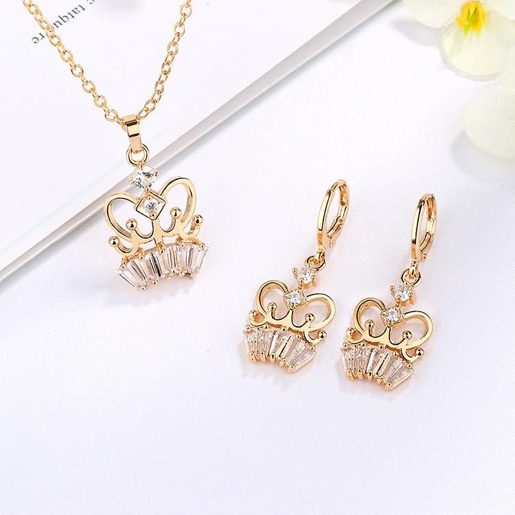 Factory Direct 18K Gold Plated Zircon Necklace Jewelry Set