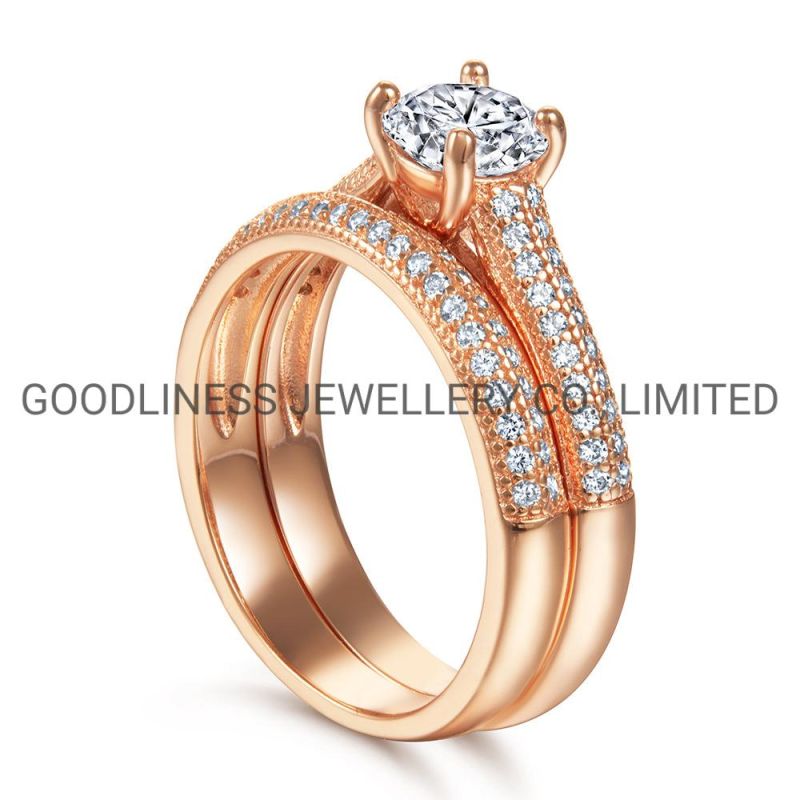 Gold Filled Plated Jewelry Zircon 925 Sterling Silver Women Rings