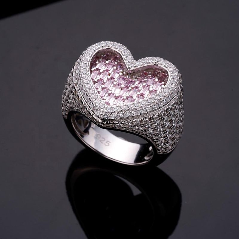 Various Style Emerald Round Heart Shaped Color 5A CZ Hip Hop Big Rings Zircon Baguette Rings