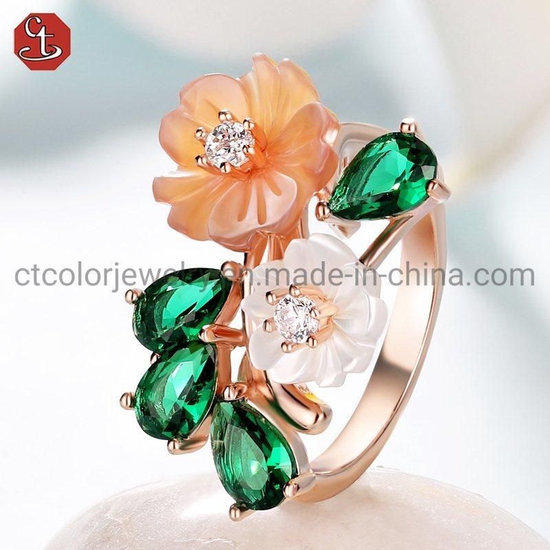 Fashion MOP Jewellery 925 Sterling Silver CZ Rings for Women