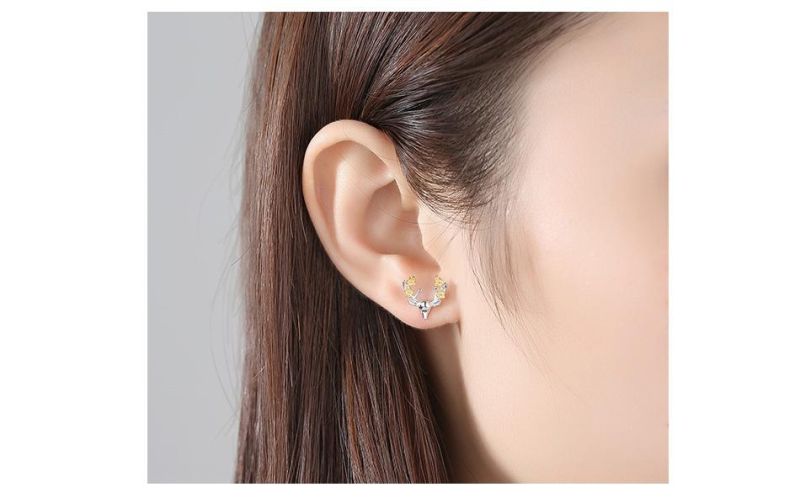 Fashion Jewelry Elk Earring Stud with Yellow Flower