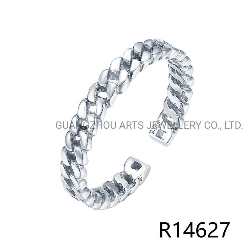 Korean Version Retro Twist Woven 925 Sterling Silver Adjustable Ring