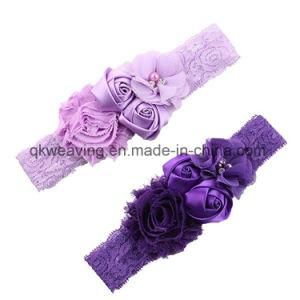 Ribbon Chiffon Lace Rhinestone Flower Baby Girls Turban Headband