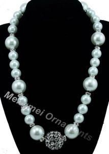Handmade Glass Pearl Crystal Necklace (NKE1155)