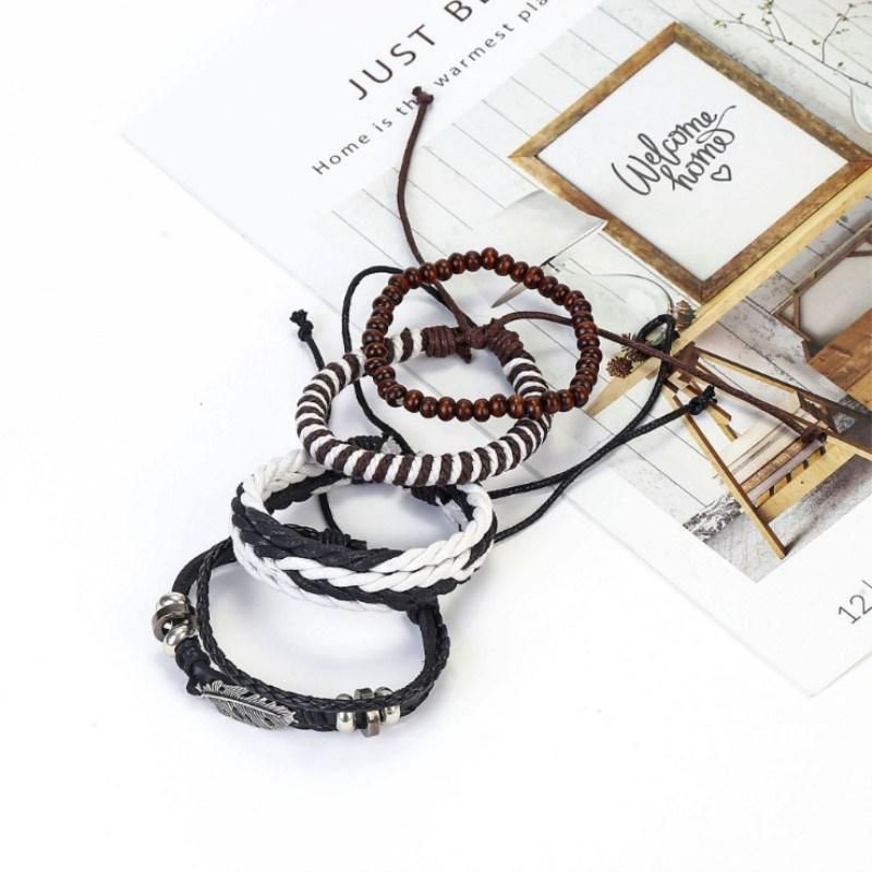 Fashion Vintage Charm Leather Bracelet Men Jewelry