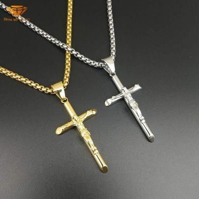 Explosive Jewelry Titanium Steel/Stainless Steel Gilded Jesus Cross Pendant Spsz016