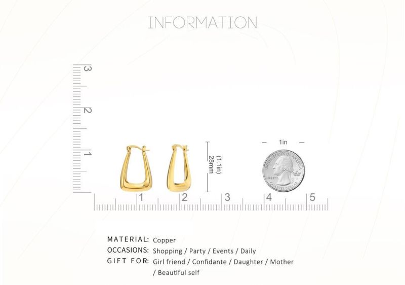 Multi-Faceted Corners Copper Earring in Simple U-Shape Design