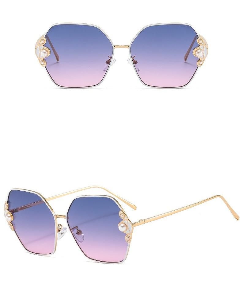 2022 New Metal Irregular Pearl Ladies Sunglasses UV 400 Sunglasses