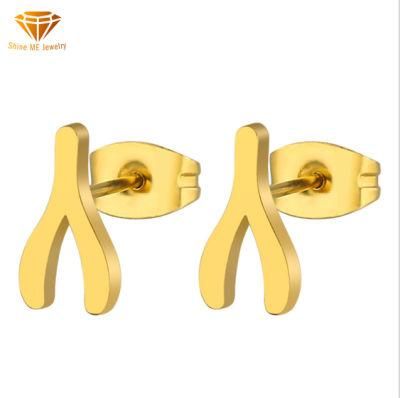 Factory Wholesale Fashionable Titanium Steel Heirs with The Same Paragraph Wish Bone Earrings Female Stainless Steel Exquisite Earrings Er6222