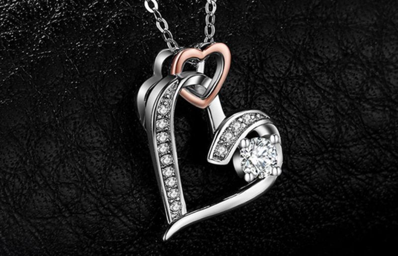 Rose Gold Plated 925 Sterling Silver Jewelry Heart Pendant Necklace Fashion Jewelry Wholesale