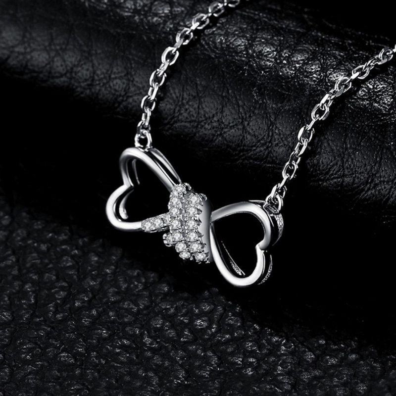 Infinity Heart Love Collar Necklace with CZ Pave Cubic Zirconia 925 Sterling Silver Jewelry Wholesale