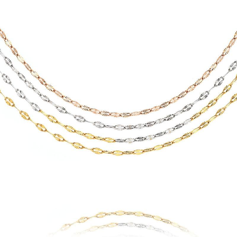 Fashion 18K Gold Plated Lip Chain Embossed Handcraft Necklace Bracelet Anklet Making Jewelry
