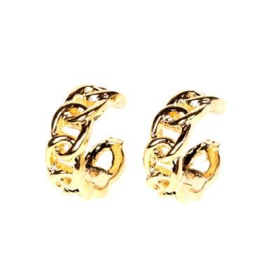 Fashion 18K Gold Plated Hip Hop Rock Earring Cuban Link Chain Shaped Hoop Chain Earrings
