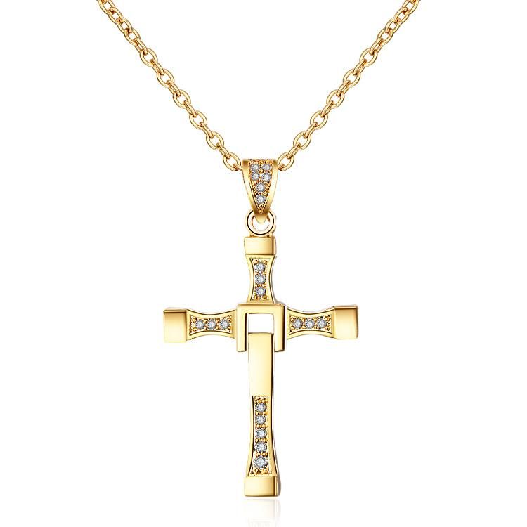 Hengdian Simple Design Religious Jewelry Gold Plated Cross Chain Necklace Pendant