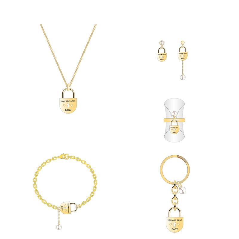 High Quality Gold Blessing Lock Jewelry Set
