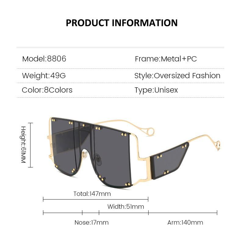 Stock Oversize Vintage Sun Glasses Sunglasses Metal Fashion Design Men Women Luxury Brand Designer Sunglasses 2022