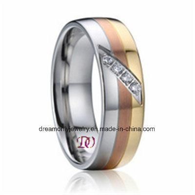 Custom New Fashion Gold Plated Ring Zircon Steel Ring for Women and Men