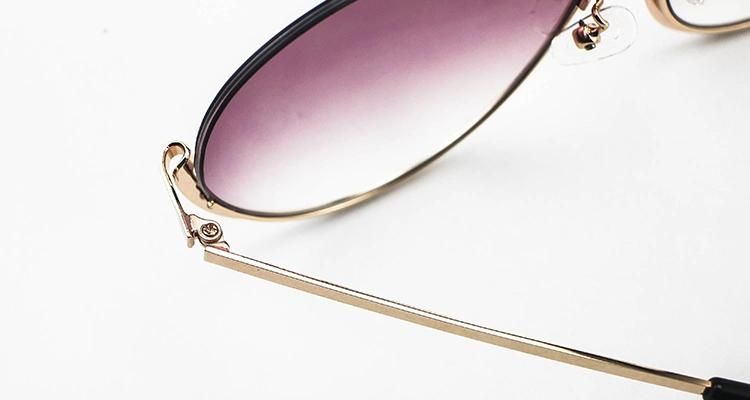 New Design Round Metal Frame Women Stock Half-Rim Sunglasses