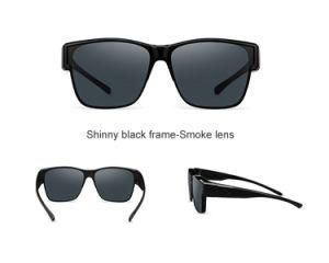 Hot Sale Fashion Sport Polarized Fit Over Sunglasses Oversize Eye Wear for Driving Fishing Man or Woman Model: 3022-Smoke