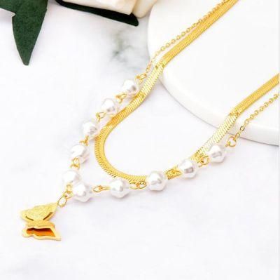 Factory Wholesale Fashion Jewelry Ins Net Red 18K Stainless Steel Jewelry Double Layer Snake Chain Necklace