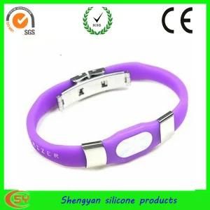 Silicone Power Wristband Wtih Metal Design