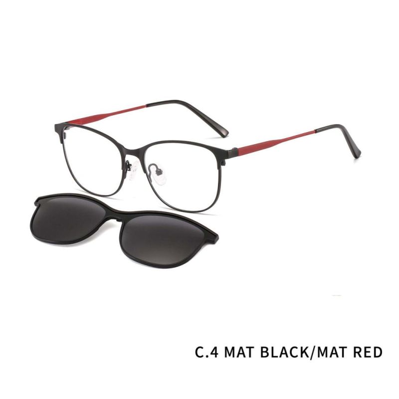 Men Metal Optical Frame with Magnetic UV400 Clip on Polarized Sunglasses
