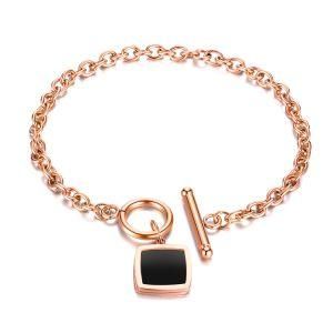 Retro Fashion Square Card Stone Stainless Steel Women Bracelet