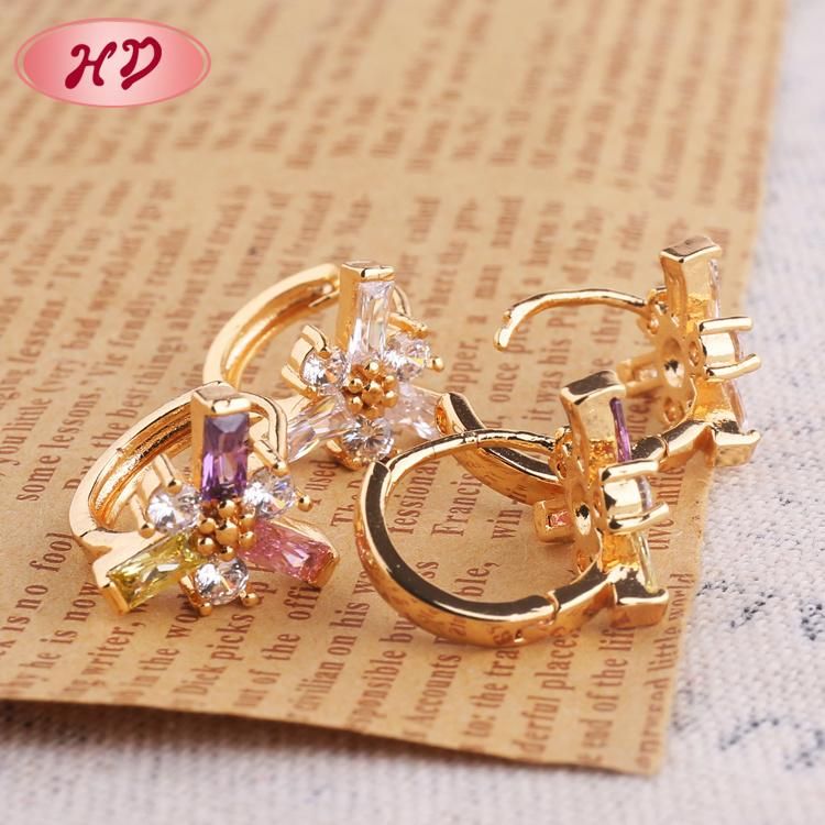 Fashion 18K Gold Plated Hoop Huggie CZ Earrings for Women