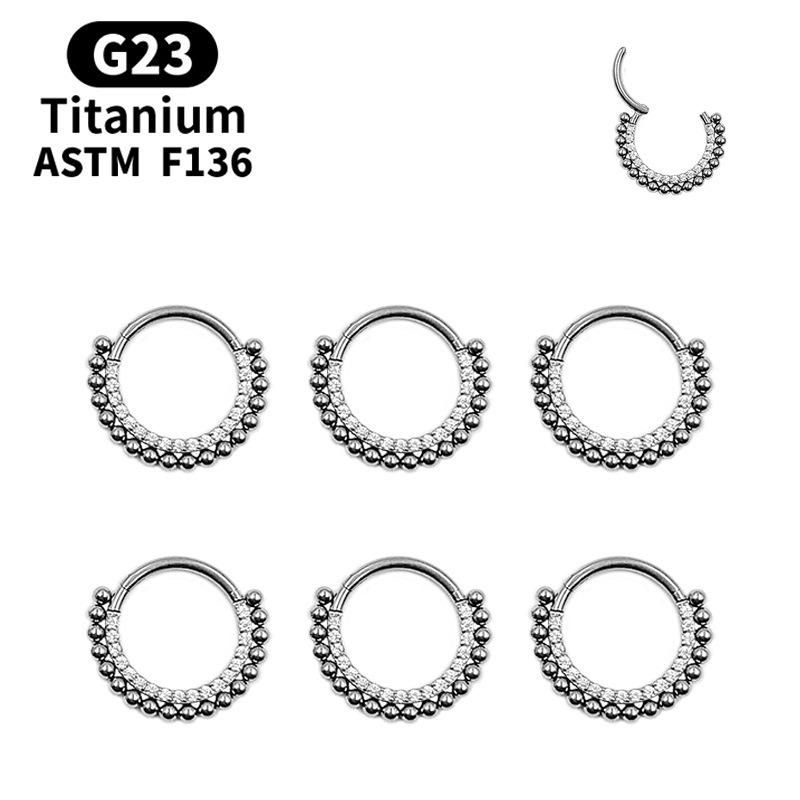 New Design Titanium Daith Earring Hoop Solid G23 Cartilage Tragus Helix Rings 16g Titanium Septum Piercing Jewelry Hinged Segment Hoop CZ Paved