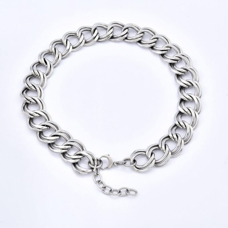 Chunky Silver Color 316L Stainless Steel Thick Necklace for Hip Hop Street Style Wearing