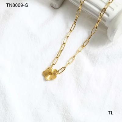 Manufacturer Custom Chain High Quality Waterproof Non Fade Stainless Steel Gold Plated Flower Necklace Wholesale Jewelry