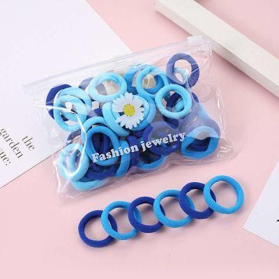 50PCS/Bag Elastic Seamless Hair Tie Candy Color Hairbands for Children