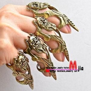 New Zinc Alloy Gothic Punk Party Skull Spire Long Joint Ring (MGWD55477)