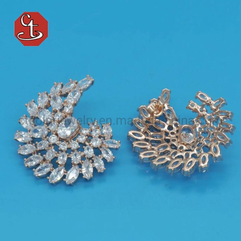 Fashion Feather Stud Earrings for Women Wedding Party Jewelry Angle Wing CZ Stone Earrings Leaf Christmas Gifts