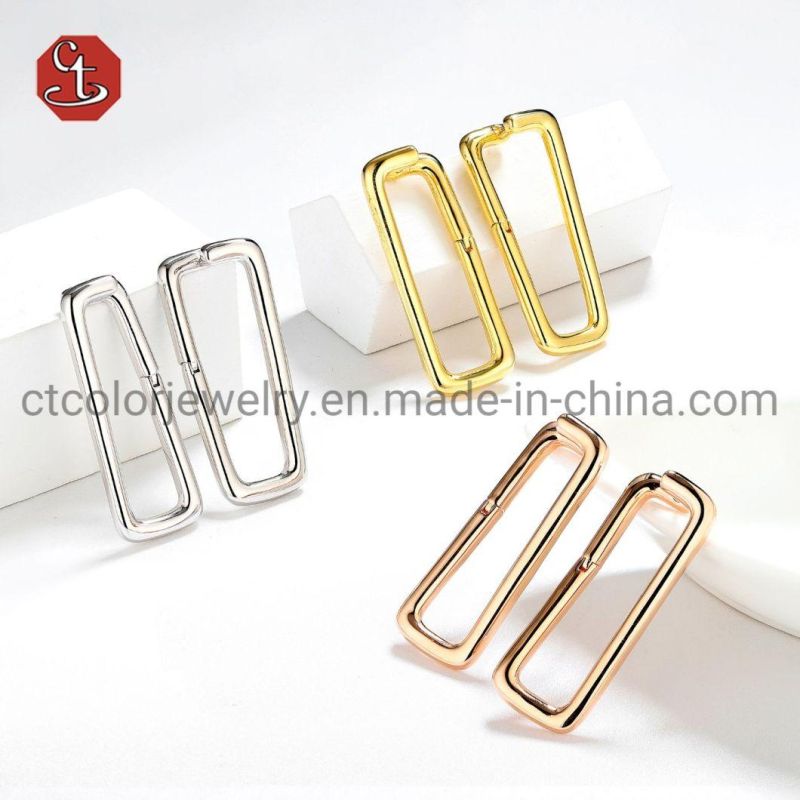 Personalized Buckle Earring Square Shape Plain 925 Sterling Silver Jewelry Fashion