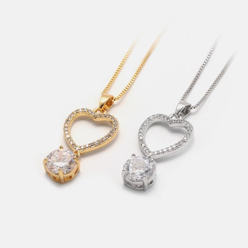 Wholesale Factory Jewelry Set Heart with Zircon Necklaces and Earrings Set