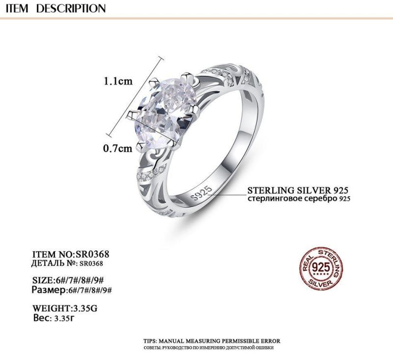 Luxurious Princess Solid 925 Sterling Silver Women Engagement Rings