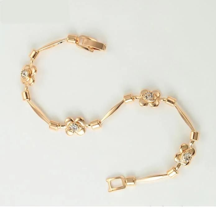 Fashion Style Women Jewelry Simple Designs 18K Gold Flower Shaped Bracelet