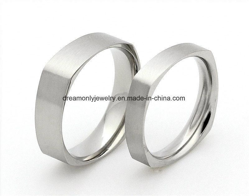 China Custom Simple Jewelry Stainless Steel Square Shape Ring Men